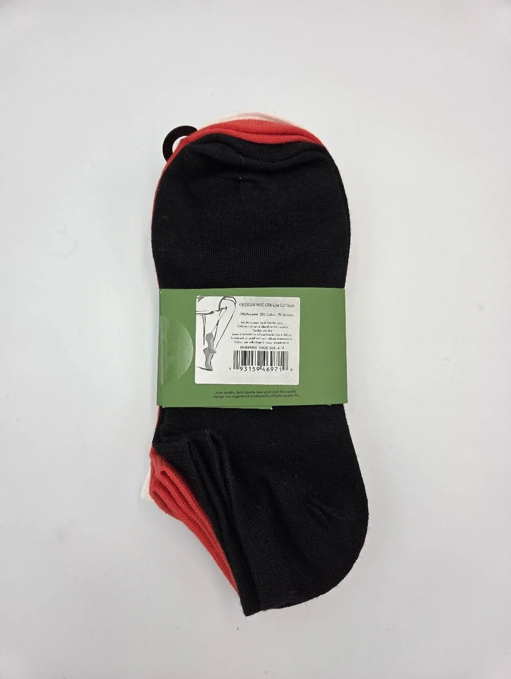 kate spade Womens 3 Pair low cut socks Red, Black & Polka Dot With Lady Bug Nwt